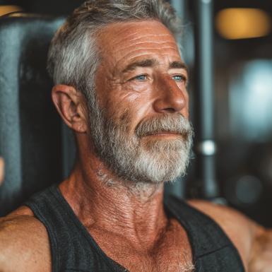 Група літніх людей практикує йогу на природі